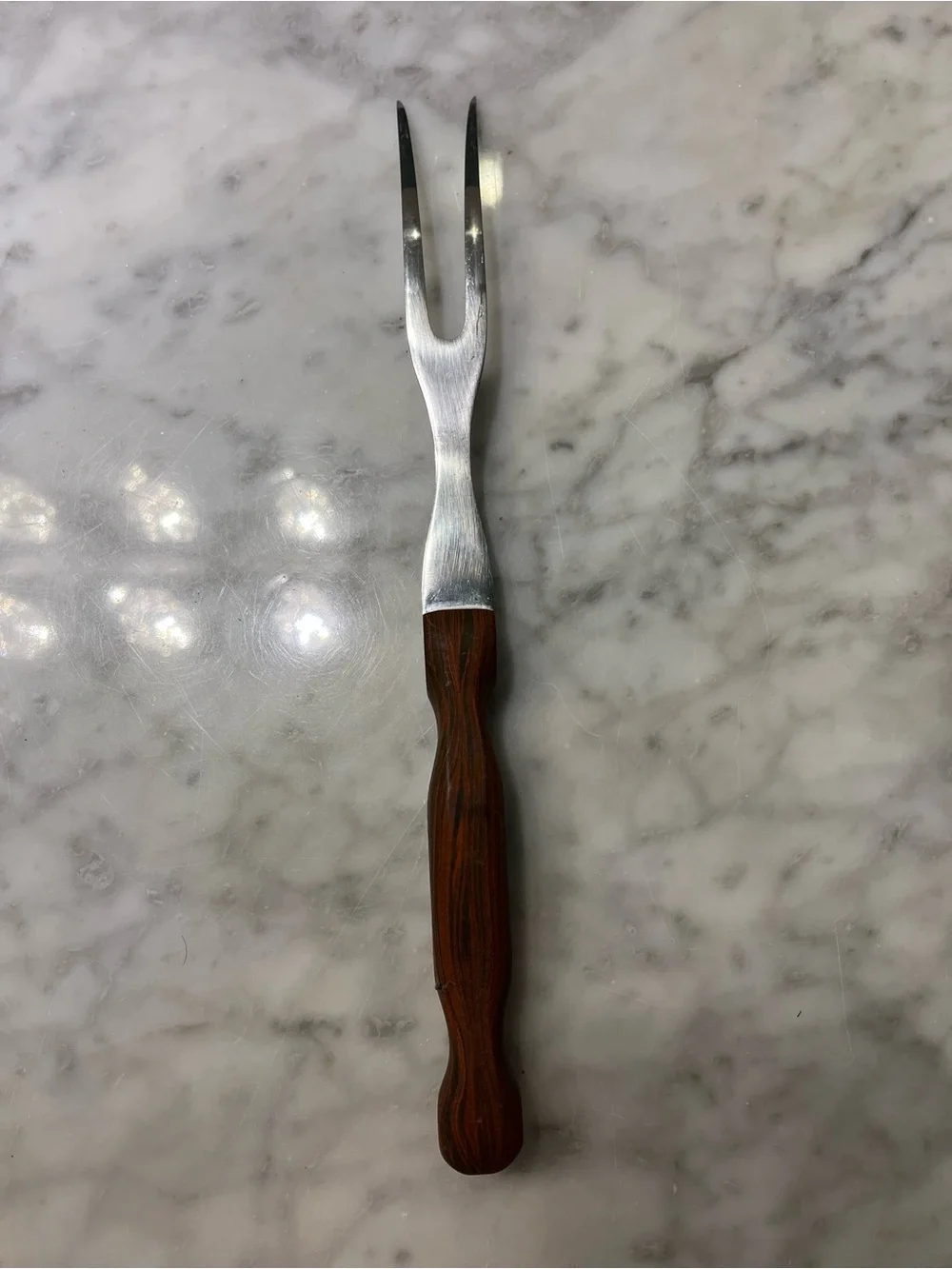 Cutco Two-Prong Carving Fork with Brown Wood Handle